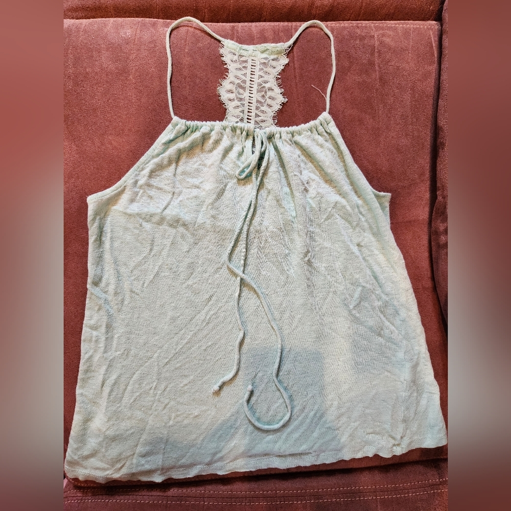 Mint Green Lacey Detail Adjustable Tank Top Sz. S